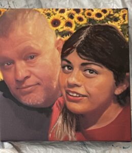 Portrait of Gladys with her father by artist Maryanne Chisholm